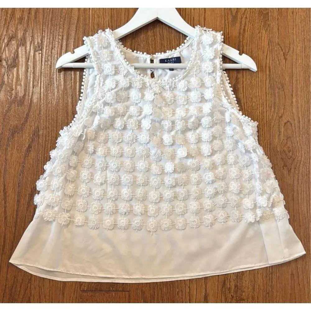 Kaari blue white lace overlay swing tank size small - Picture 8 of 9